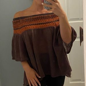 Free People Off Shoulder Short Sleeve Sweater